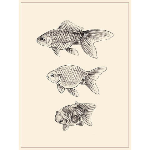 Goldfish IV Gold Ornate Wood Framed Art Print with Double Matting by Wang, Melissa