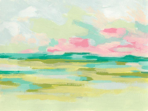 Marsh Morning I White Modern Wood Framed Art Print with Double Matting by Vess, June Erica