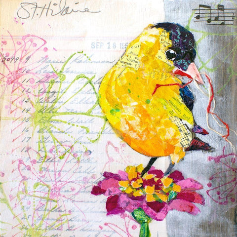 Happy Bird IV Black Ornate Wood Framed Art Print with Double Matting by St. Hilaire, Elizabeth