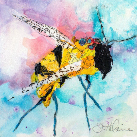 Happy Bee II Black Modern Wood Framed Art Print by St. Hilaire, Elizabeth