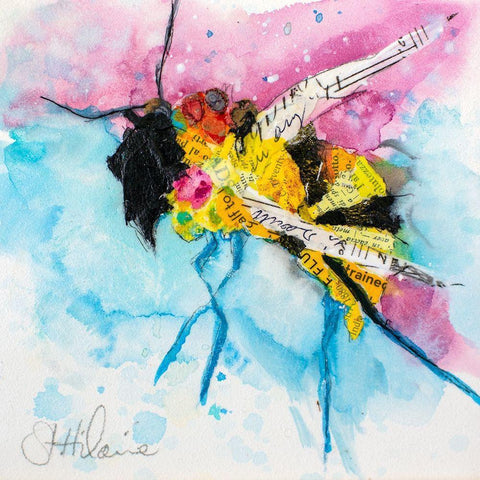 Happy Bee III Black Modern Wood Framed Art Print by St. Hilaire, Elizabeth