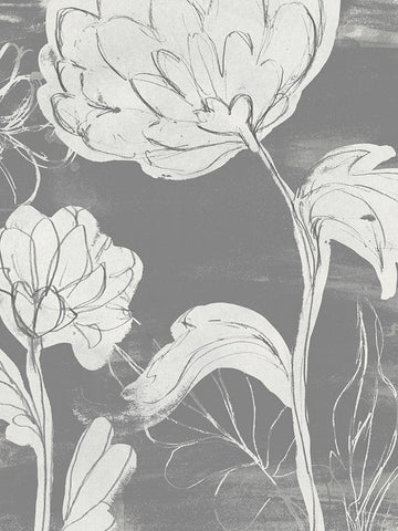 Grayscale Garden II Black Ornate Wood Framed Art Print with Double Matting by Vess, June Erica
