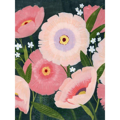 Nighttime Blooms I Gold Ornate Wood Framed Art Print with Double Matting by Popp, Grace