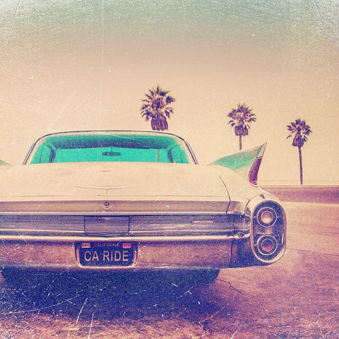 Vintage Ride I White Modern Wood Framed Art Print with Double Matting by Brown, Thomas