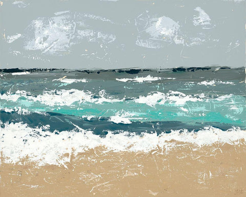 The Breakers II White Modern Wood Framed Art Print with Double Matting by Reynolds, Jade