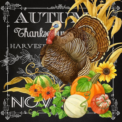 Harvest Greetings I Gold Ornate Wood Framed Art Print with Double Matting by Maday, Jane