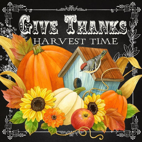 Harvest Greetings II White Modern Wood Framed Art Print by Maday, Jane