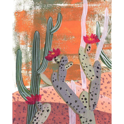 Desert Flowers I Black Modern Wood Framed Art Print with Double Matting by Wang, Melissa