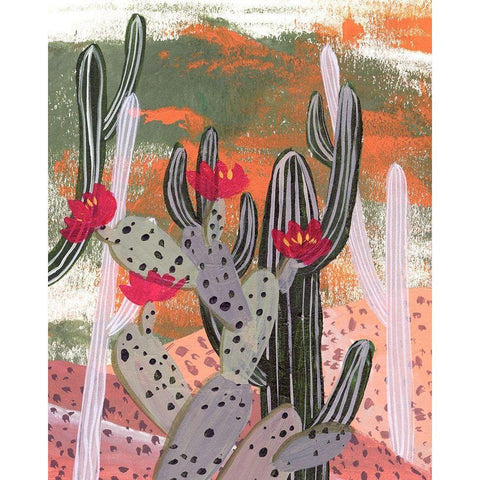 Desert Flowers II White Modern Wood Framed Art Print by Wang, Melissa