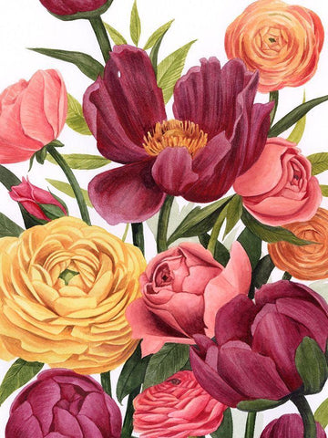 Balmy Blooms I White Modern Wood Framed Art Print with Double Matting by Popp, Grace