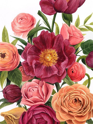 Balmy Blooms II Black Ornate Wood Framed Art Print with Double Matting by Popp, Grace