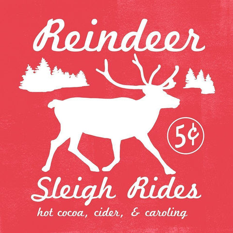 Reindeer Rides I White Modern Wood Framed Art Print with Double Matting by Scarvey, Emma