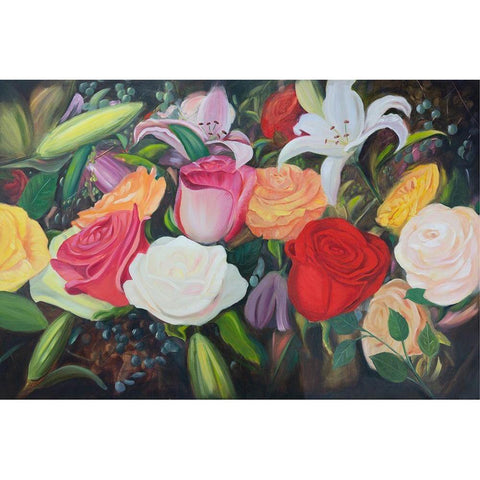 Floral Abundance I Black Modern Wood Framed Art Print with Double Matting by Iafrate, Sandra