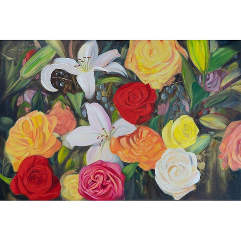 Floral Abundance II Black Modern Wood Framed Art Print by Iafrate, Sandra
