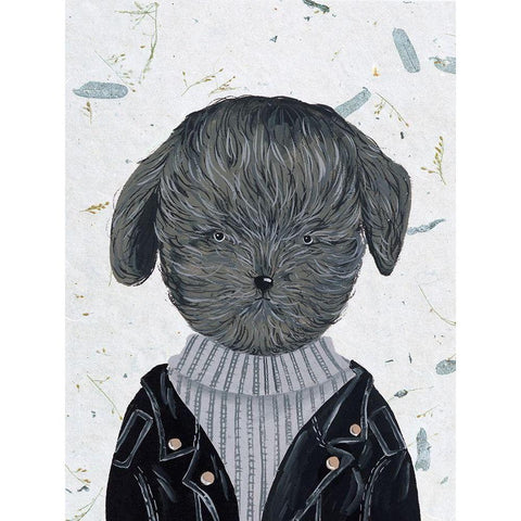 Hip Dog I Black Modern Wood Framed Art Print by Wang, Melissa