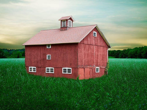 Barn Scene XII White Modern Wood Framed Art Print with Double Matting by McLoughlin, James