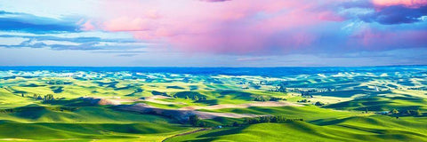 Farmscape Panorama II White Modern Wood Framed Art Print with Double Matting by McLoughlin, James