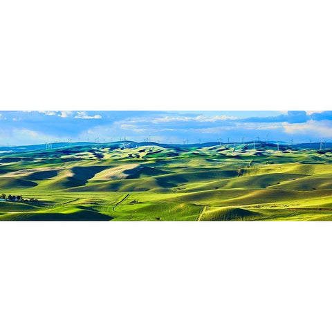 Farmscape Panorama III Gold Ornate Wood Framed Art Print with Double Matting by McLoughlin, James