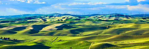 Farmscape Panorama III White Modern Wood Framed Art Print with Double Matting by McLoughlin, James