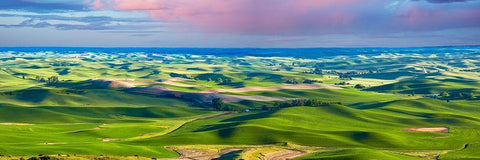 Farmscape Panorama IV White Modern Wood Framed Art Print with Double Matting by McLoughlin, James