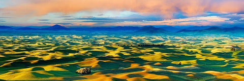 Farmscape Panorama V White Modern Wood Framed Art Print with Double Matting by McLoughlin, James