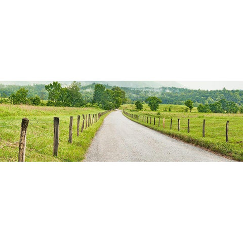Country Road Panorama I Black Modern Wood Framed Art Print with Double Matting by McLoughlin, James