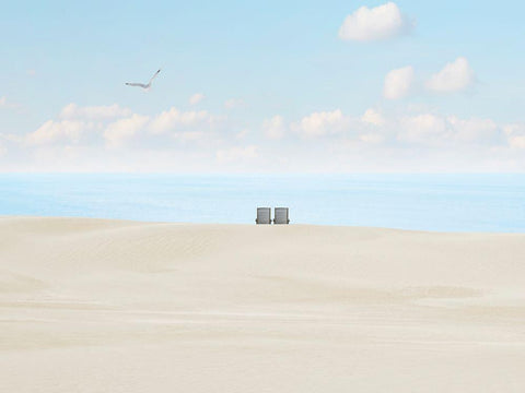 Beachscape Photo II White Modern Wood Framed Art Print with Double Matting by McLoughlin, James