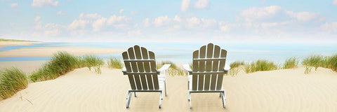 Beachscape Panorama VI Black Ornate Wood Framed Art Print with Double Matting by McLoughlin, James