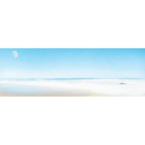Beachscape Panorama X Black Modern Wood Framed Art Print with Double Matting by McLoughlin, James