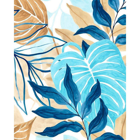 Blue Jungle I Gold Ornate Wood Framed Art Print with Double Matting by Vess, June Erica