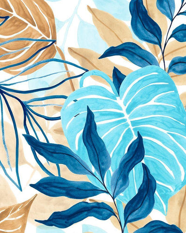 Blue Jungle I White Modern Wood Framed Art Print with Double Matting by Vess, June Erica