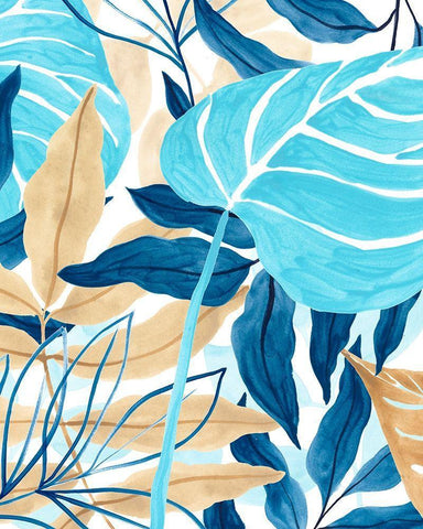 Blue Jungle II White Modern Wood Framed Art Print with Double Matting by Vess, June Erica