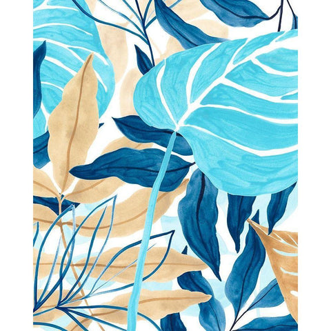 Blue Jungle II White Modern Wood Framed Art Print by Vess, June Erica
