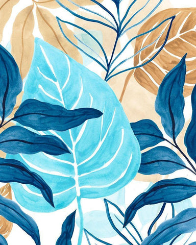 Blue Jungle III Black Ornate Wood Framed Art Print with Double Matting by Vess, June Erica