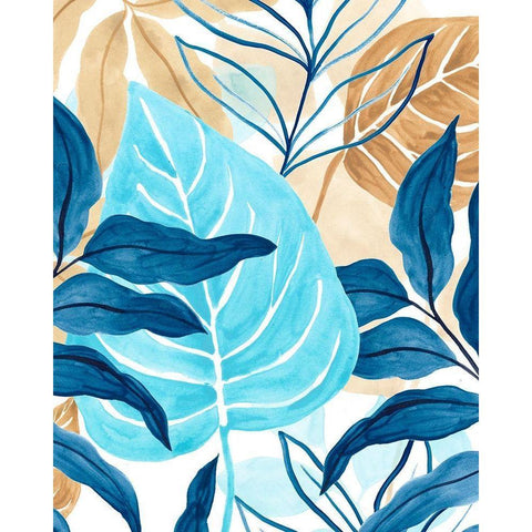 Blue Jungle III Black Modern Wood Framed Art Print by Vess, June Erica