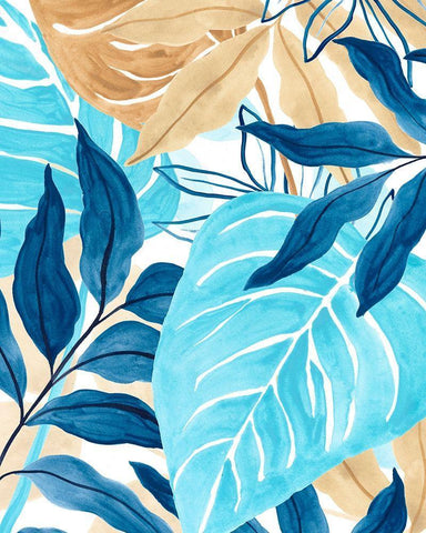 Blue Jungle IV White Modern Wood Framed Art Print with Double Matting by Vess, June Erica