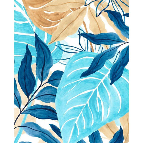 Blue Jungle IV Black Modern Wood Framed Art Print by Vess, June Erica