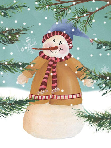 Snow is Falling II Black Ornate Wood Framed Art Print with Double Matting by Moore, Regina