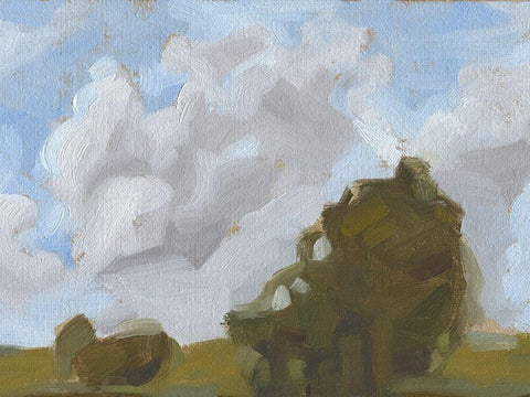 Brushy Summer Sky II White Modern Wood Framed Art Print with Double Matting by Harper, Ethan