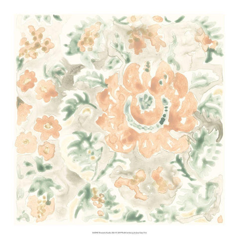 Terracotta Garden Tile I White Modern Wood Framed Art Print with Double Matting by Vess, June Erica