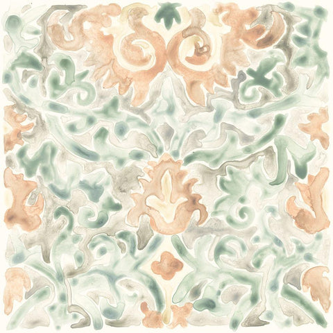 Terracotta Garden Tile V Black Modern Wood Framed Art Print by Vess, June Erica