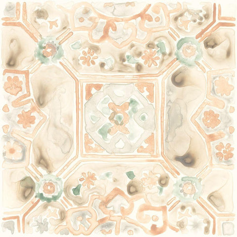 Terracotta Garden Tile VIII White Modern Wood Framed Art Print with Double Matting by Vess, June Erica