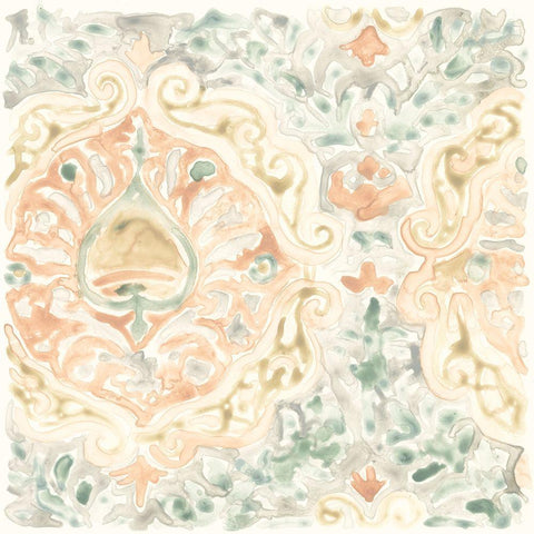 Terracotta Garden Tile IX Black Ornate Wood Framed Art Print with Double Matting by Vess, June Erica