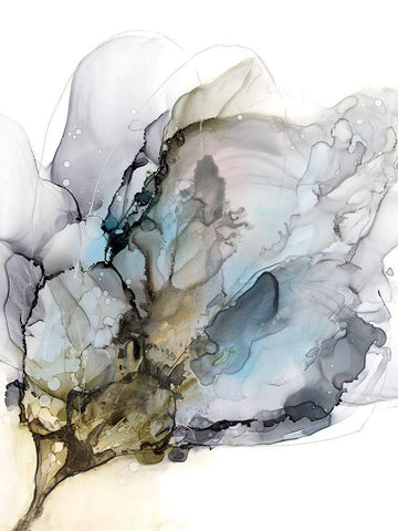 Blooming Neutrals II White Modern Wood Framed Art Print with Double Matting by Goldberger, Jennifer