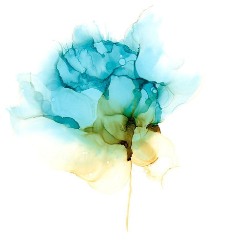 Blooming Cyan I Black Modern Wood Framed Art Print by Goldberger, Jennifer