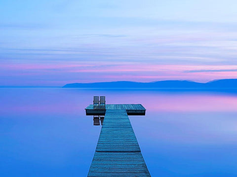 Lakescape I Black Ornate Wood Framed Art Print with Double Matting by McLoughlin, James