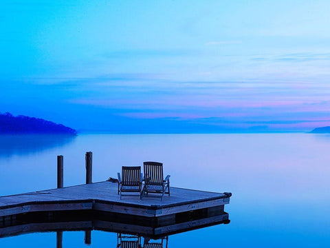 Lakescape II White Modern Wood Framed Art Print with Double Matting by McLoughlin, James