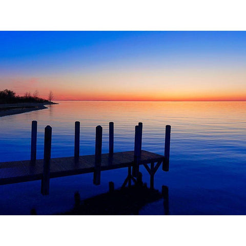 Lakescape V Gold Ornate Wood Framed Art Print with Double Matting by McLoughlin, James