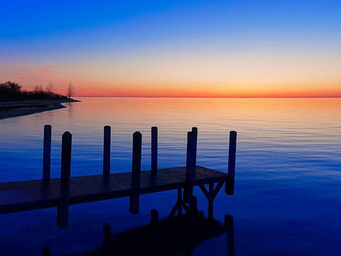 Lakescape V White Modern Wood Framed Art Print with Double Matting by McLoughlin, James