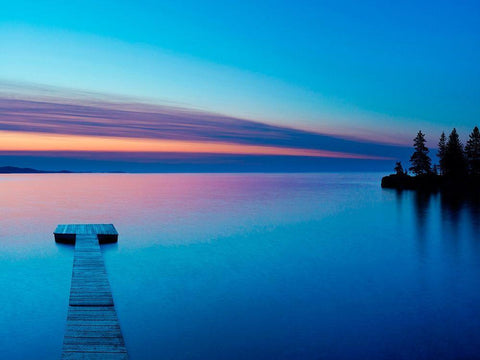 Lakescape XIII White Modern Wood Framed Art Print with Double Matting by McLoughlin, James